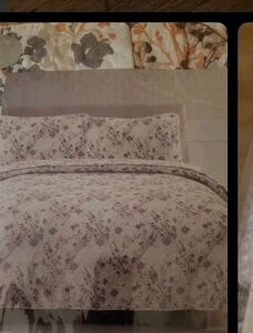 Bed Spread 2 Shams Full Queen Size 3 Piece Bedding Orange Cream Cream White New